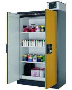 120cm wide, Classic Doors, Shelf Pack, Warning Yellow (Shown with optional recirculating air filter system)
