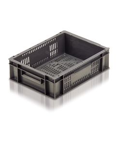 EC4030118V - Euro Container 400x300x118H (mm) Ventilated Base and Sides - Grey