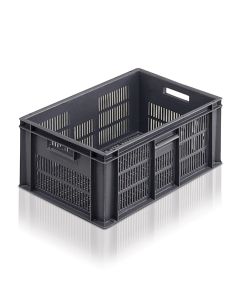 EC6040235V - Euro Container 600x400x235H (mm) Ventilated Base and Sides - Grey