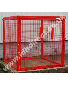 Wide and Deep Square Red Mesh Cage with Door Closed.