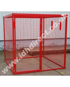 Tall, Wide and Deep Red Square Mesh Cage - Door Closed.