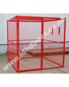 Extra Large Red Mesh Cage. Door Closed. 